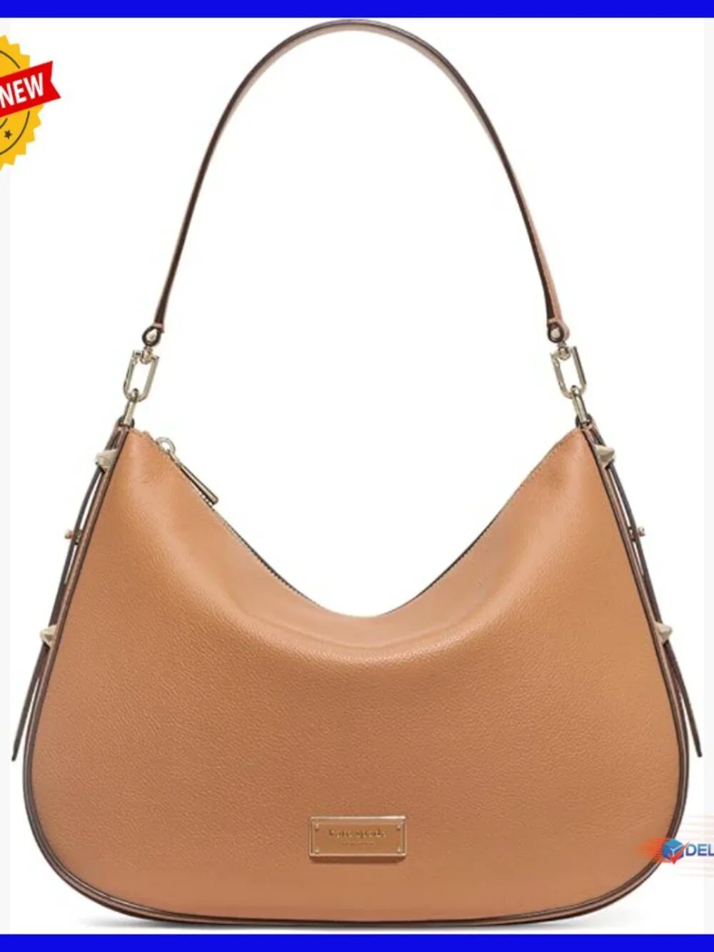 Large Pebbled Leather Hobo Shoulder Bag Zipper Closure